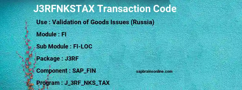 SAP J3RFNKSTAX transaction code