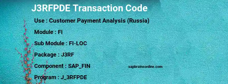 SAP J3RFPDE transaction code