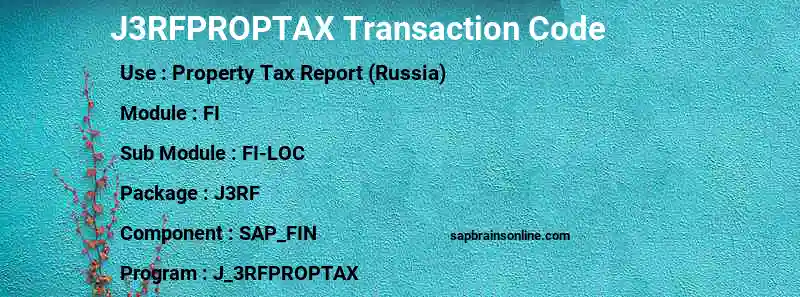SAP J3RFPROPTAX transaction code