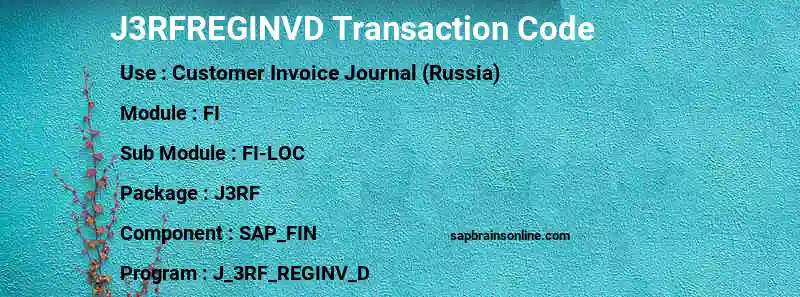 SAP J3RFREGINVD transaction code