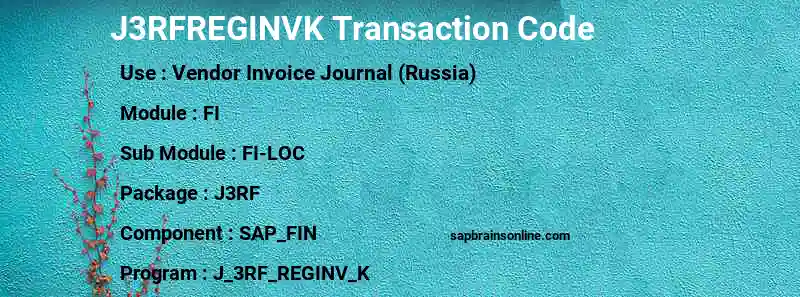 SAP J3RFREGINVK transaction code