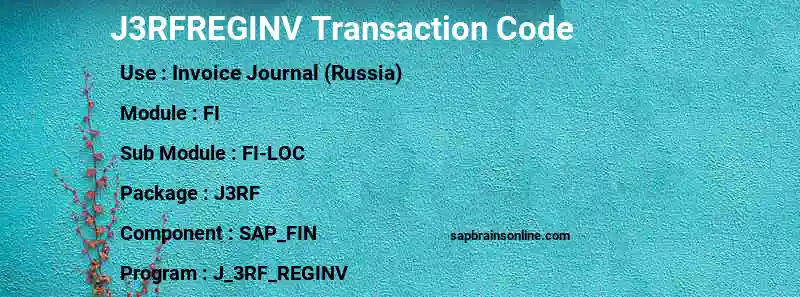 SAP J3RFREGINV transaction code