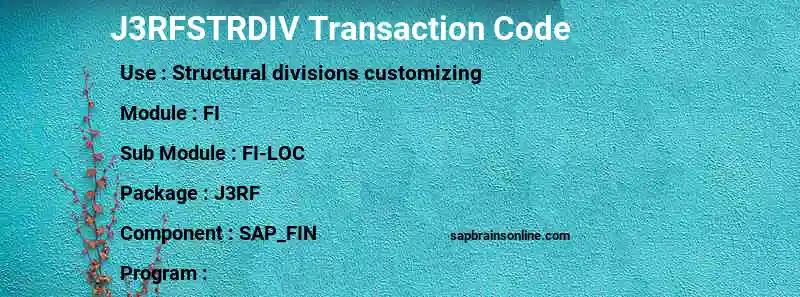 SAP J3RFSTRDIV transaction code