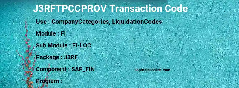 SAP J3RFTPCCPROV transaction code