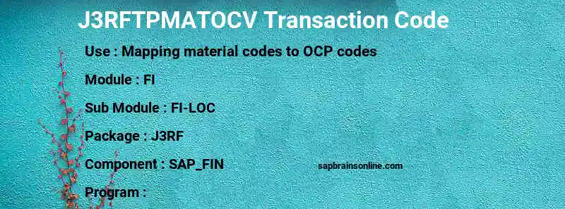 SAP J3RFTPMATOCV transaction code