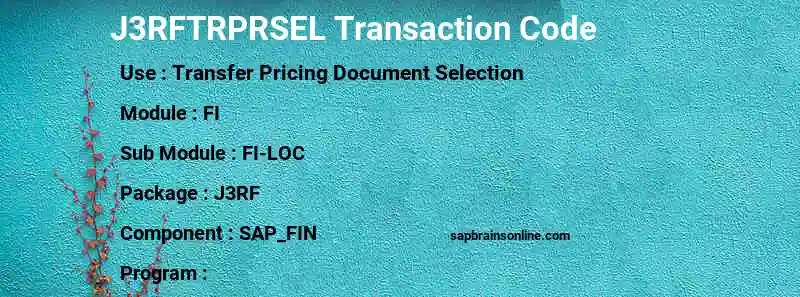 SAP J3RFTRPRSEL transaction code