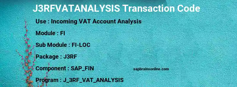 SAP J3RFVATANALYSIS transaction code