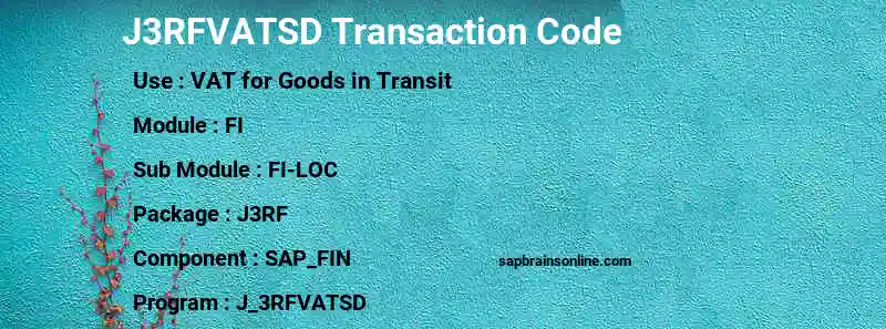 SAP J3RFVATSD transaction code