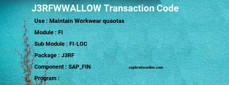 SAP J3RFWWALLOW transaction code