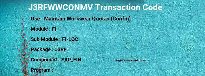 SAP J3RFWWCONMV transaction code
