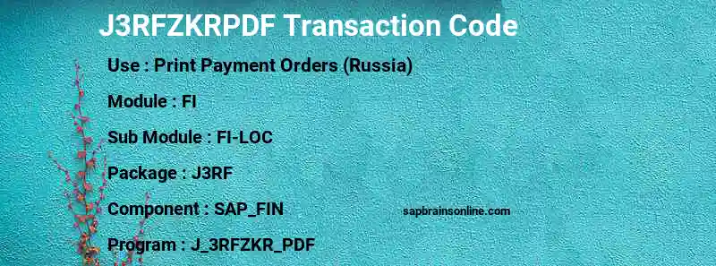 SAP J3RFZKRPDF transaction code