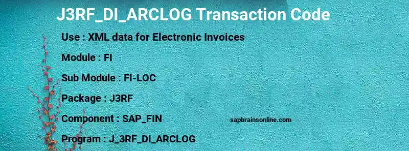 SAP J3RF_DI_ARCLOG transaction code