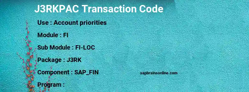 SAP J3RKPAC transaction code
