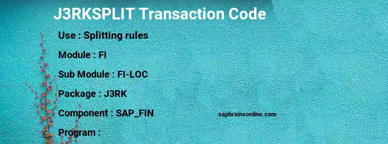 SAP J3RKSPLIT transaction code