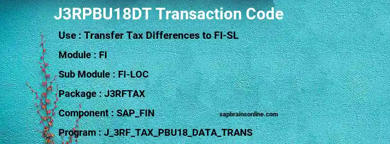 SAP J3RPBU18DT transaction code