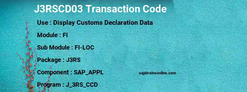 SAP J3RSCD03 transaction code