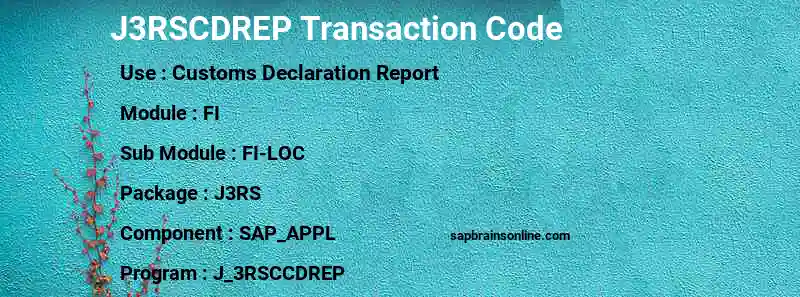 SAP J3RSCDREP transaction code