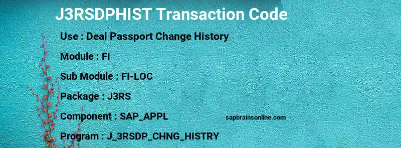 SAP J3RSDPHIST transaction code