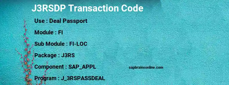 SAP J3RSDP transaction code
