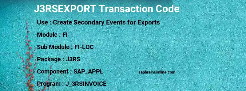 SAP J3RSEXPORT transaction code