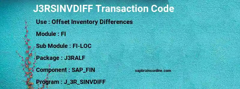 SAP J3RSINVDIFF transaction code