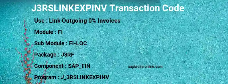SAP J3RSLINKEXPINV transaction code
