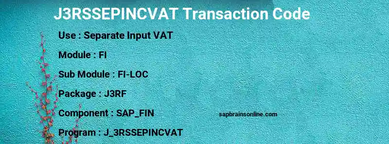 SAP J3RSSEPINCVAT transaction code