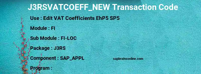 SAP J3RSVATCOEFF_NEW transaction code