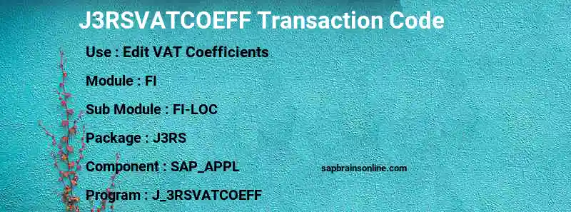 SAP J3RSVATCOEFF transaction code