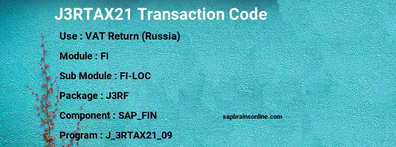 SAP J3RTAX21 transaction code