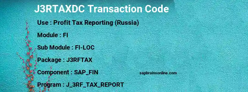 SAP J3RTAXDC transaction code