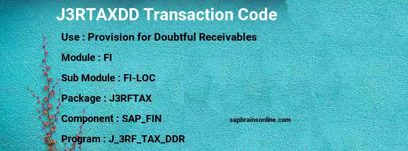 SAP J3RTAXDD transaction code