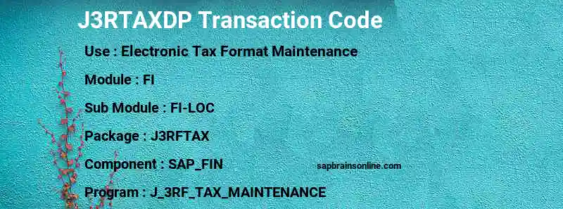 SAP J3RTAXDP transaction code