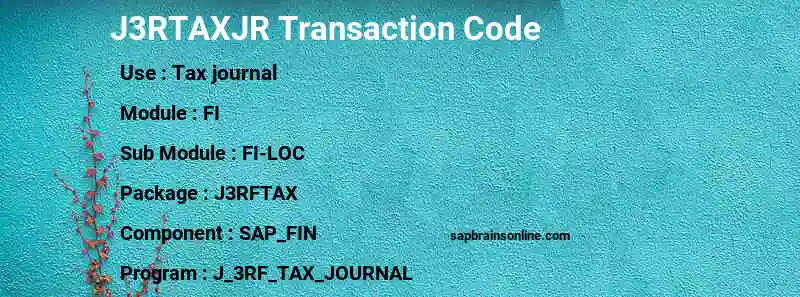 SAP J3RTAXJR transaction code