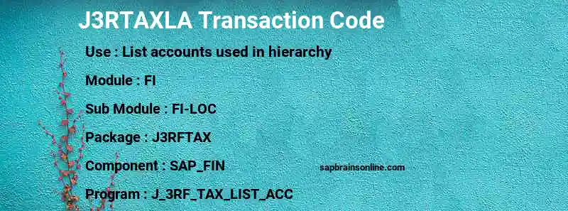 SAP J3RTAXLA transaction code