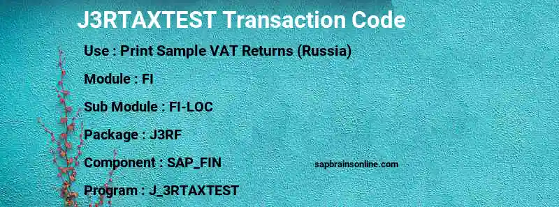 SAP J3RTAXTEST transaction code