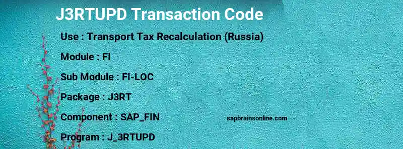 SAP J3RTUPD transaction code