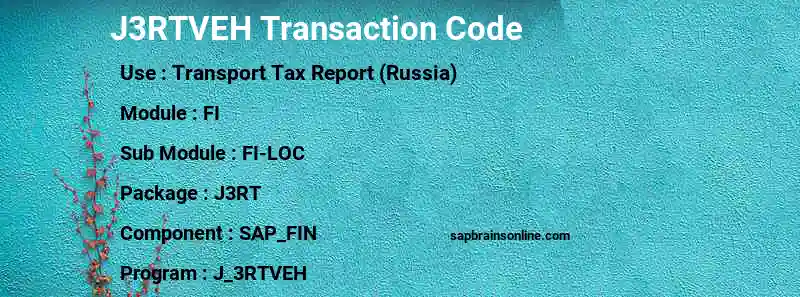 SAP J3RTVEH transaction code