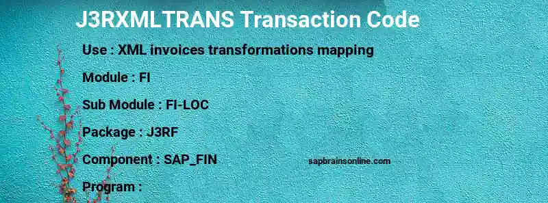 SAP J3RXMLTRANS transaction code