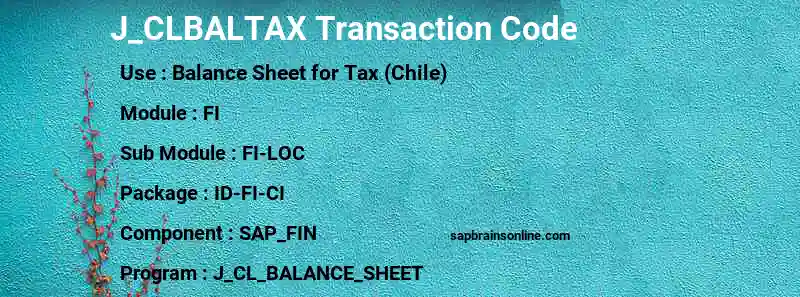 SAP J_CLBALTAX transaction code