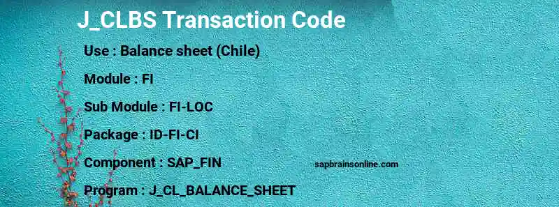 SAP J_CLBS transaction code