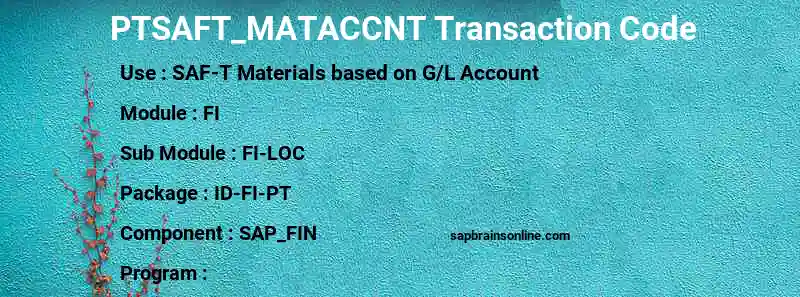 SAP PTSAFT_MATACCNT transaction code
