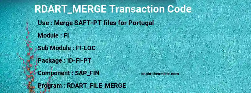 SAP RDART_MERGE transaction code