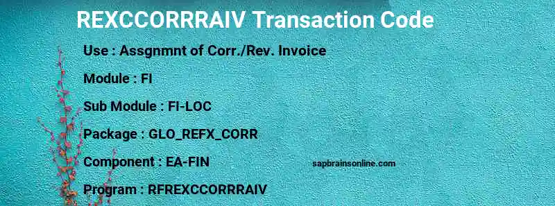 SAP REXCCORRRAIV transaction code