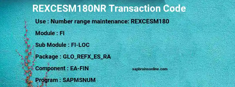 SAP REXCESM180NR transaction code