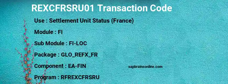 SAP REXCFRSRU01 transaction code