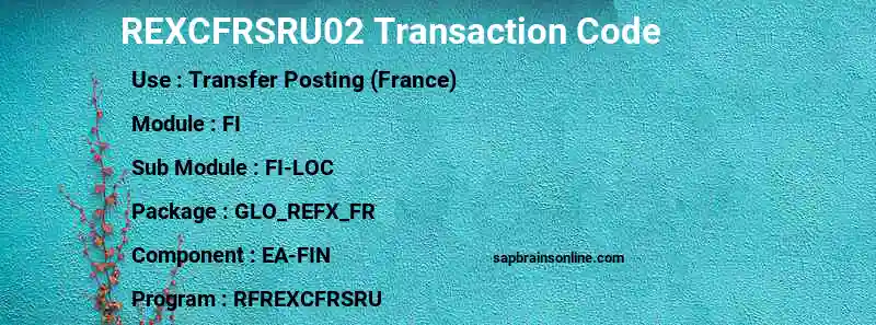 SAP REXCFRSRU02 transaction code