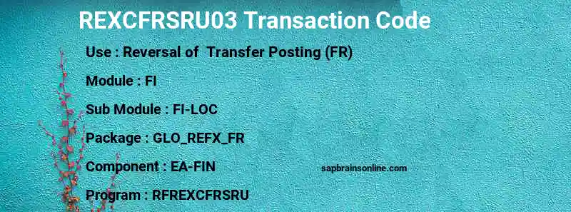 SAP REXCFRSRU03 transaction code