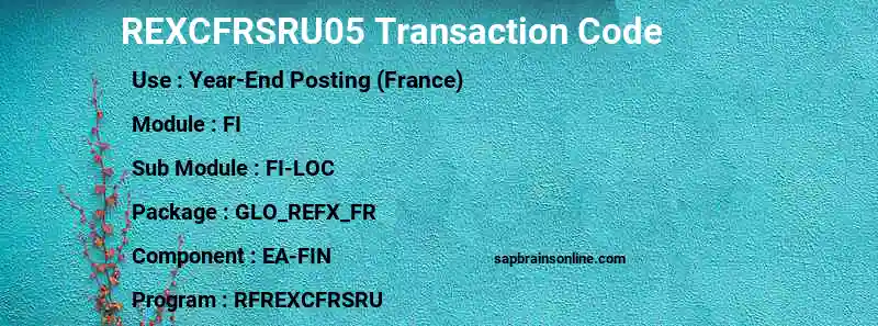SAP REXCFRSRU05 transaction code