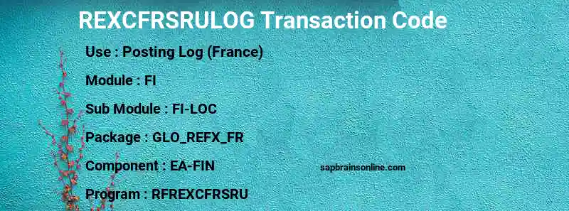SAP REXCFRSRULOG transaction code